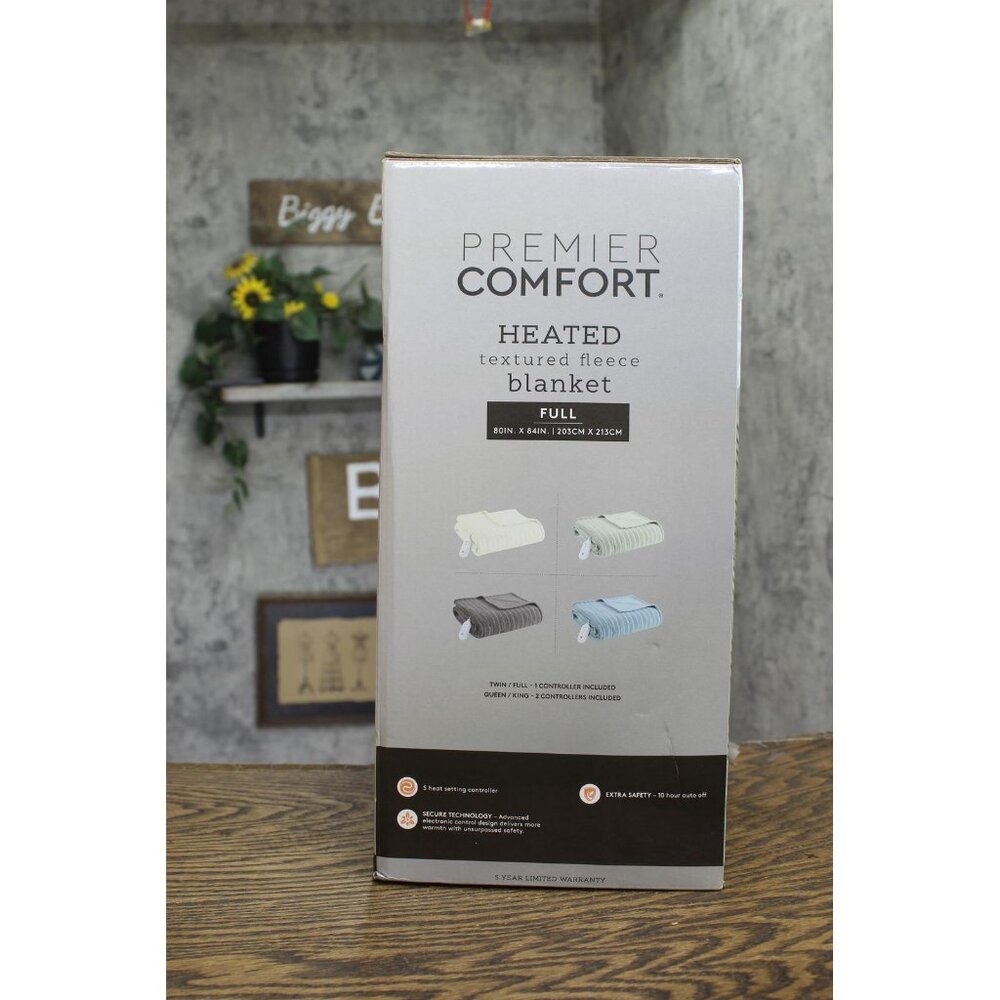 NWT Premier Comfort Heated Textured Fleece Blanket MCC51-6140 Charcoal Gray Full - Picture 7 of 7